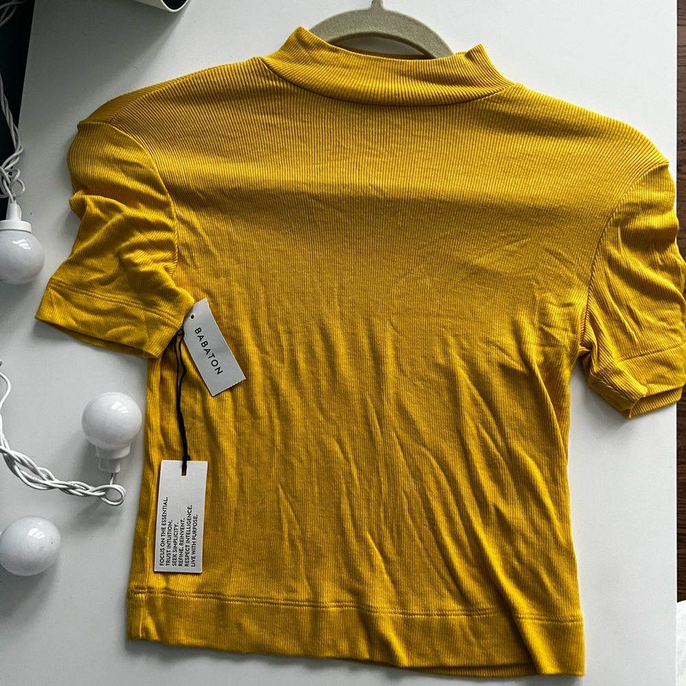 Yellow half turtle neck t-shirt